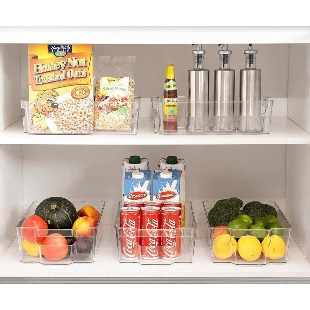 6 Pack Stackable Refrigerator Organizer Bins Clear Storage Bins for Organizing
